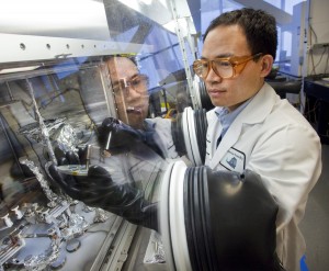 Biwu Ma, a staff scientist with the Molecular Foundry, was part of a research team that found a new way to process white OLEDs for solid state lighting. (Photo by Roy Kaltschmidt, Berkeley Lab Public Affairs)