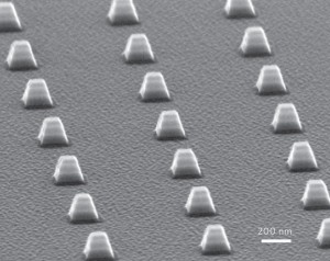 Electron micrograph showing arrays of indefinite optical cavities comprised of silver/germanium multilayers. (Courtesy of Xiang Zhang group)