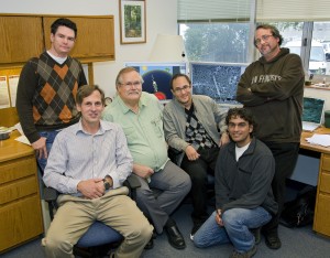 Among the Berkeley Lab researchers who studied the genome of <i>D. audaxviator</i> were (from left) Eoin Brodie, Gary Andersen, Terry Hazen, Dylan Chivian, Paramvir Dehal, and Adam Arkin. (Photo Roy Kaltschmidt) 