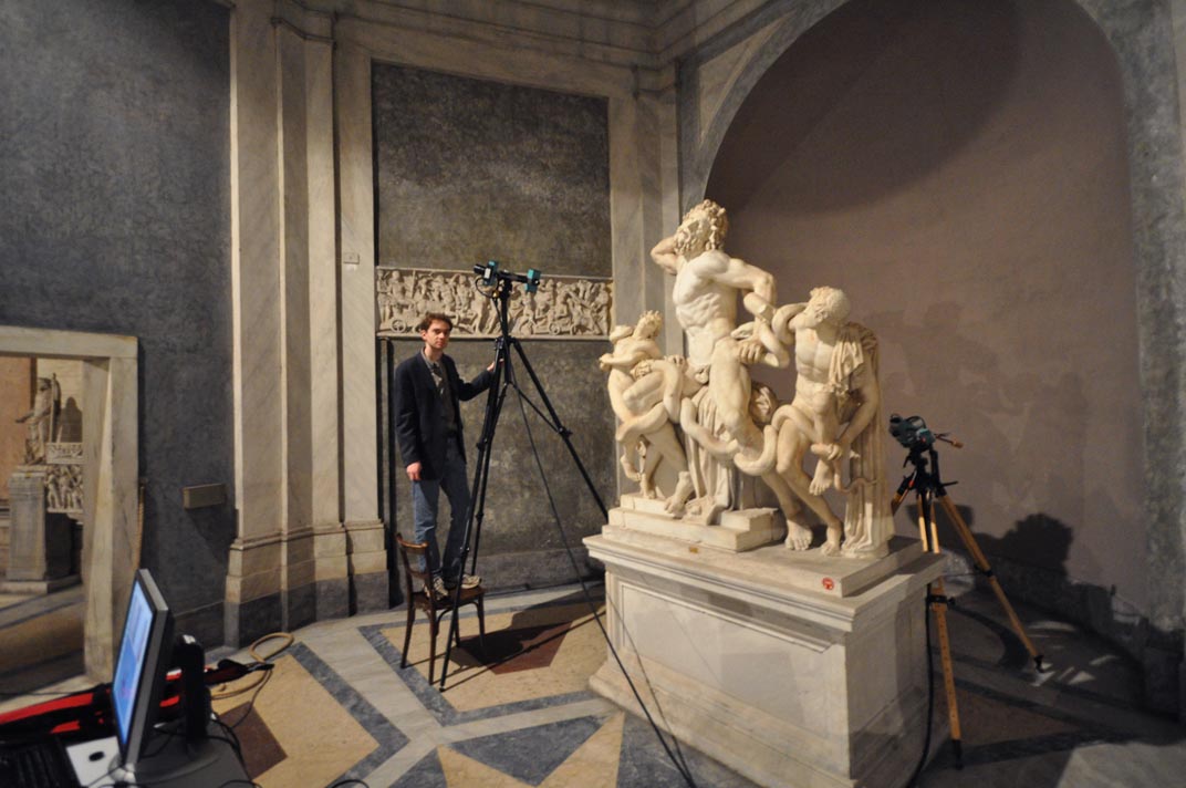 David Koller takes a 3D scan of the Laocoon statue at the Vatican Museum. 