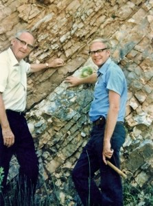 Luis (left) and Walter Alvarez at the K-T Boundary in Gubbio, Italy 1981 (Photo from Berkeley Lab archives)