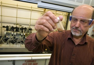 Frantisek Svec, a chemist with Berkeley Lab’s Molecular Foundry, has developed unique polymer monoliths as a separation media for microfluidic chromatography. (Photo by Roy Kaltschmidt, Berkeley Lab)
