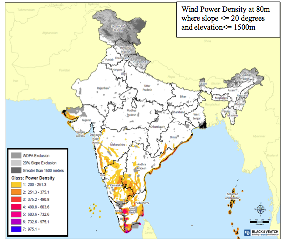 More than 95 percent of the wind potential is concentrated in five states in southern and western India.