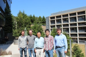 Chris Thompson, Noah Bronstein, Lin-Wang Wang, Yingjie Zhang and Danylo Zherebetskyy at Berkeley Lab’s Molecular Foundry. (Photo courtesy of Berkeley Lab)
