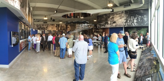 Visitors at the Sanford Lab Homestake Visitor Center explore the center's exhibits. Credit: Kate Greene, Berkeley Lab