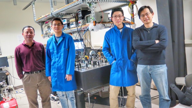 From left, Xiang Zhang, Yu Ye, Jun Xiao, and Yuan Wang are part of a team of scientists that made a big advance in valleytronics.