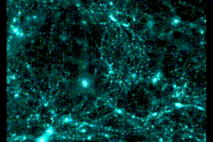 Image - A computerized visualization showing the possible large-scale structure of dark matter in the universe. (Credit: Amit Chourasia and Steve Cutchin/NPACI Visualization Services; Enzo)