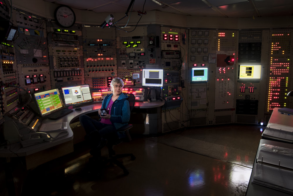 Photo - Reba Siero, an accelerator operator, in the control room of Berkeley Lab’s 88-Inch Cyclotron. (Credit: Paul Mueller/Berkeley Lab)