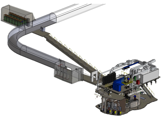 Image - A rendering of the LZ experiment (lower right) and tunnel complex and supporting equipment. (Credit: Matt Hoff/Berkeley Lab)