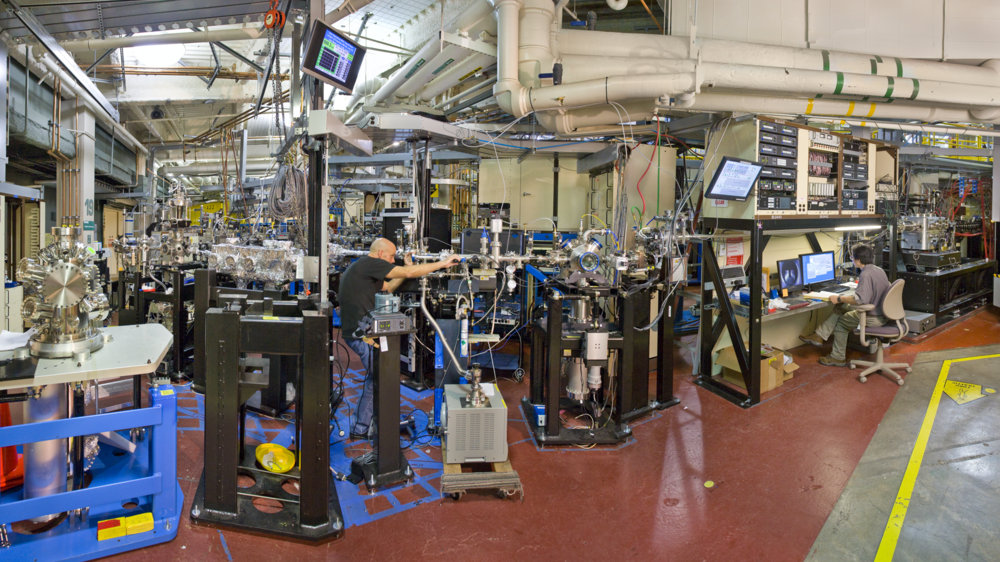 Photo - The MERLIN X-ray beamline at Berkeley Lab’s Advanced Light Source, pictured here, specializes in studies of electronic structure in materials with exotic electronic and magnetic properties. (Credit: Roy Kaltschmidt/Berkeley Lab)