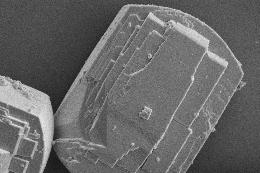 Image - A scanning electron microscopy (SEM) image showing a type of catalyst called a zeolite that is used to convert ethanol to high-value fuels. The particles measure about 15 microns in length. (Credit: PNNL)