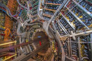 Photo - The Solenoidal Tracker at RHIC, which weighs 1,200 tons and is as large as a house, is used to search for signatures of the quark-gluon plasma, and to measure the behavior of other exotic matter. (Credit: Brookhaven National Laboratory)