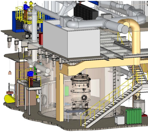 Rendering - The underground home of LZ and its supporting systems are shown in this computerized rendering. (Credit: Matt Hoff/Berkeley Lab)
