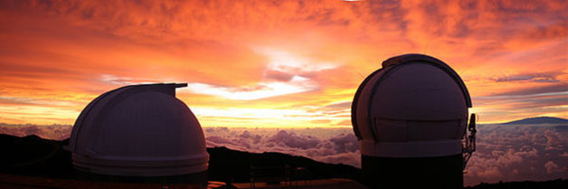 Image - Pan-STARRS2 and PanSTARS1 telescopes atop Haleakalā on the island of Maui, Hawaii. (Credit: Pan-STARRS)