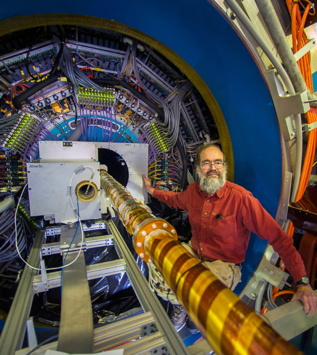 Image - Brookhaven Lab physicist Flemming Videbaek during installation of the Heavy Flavor Tracker at the STAR detector at RHIC, a world-class particle collider at Brookhaven National Laboratory. (Credit: Brookhaven Lab)