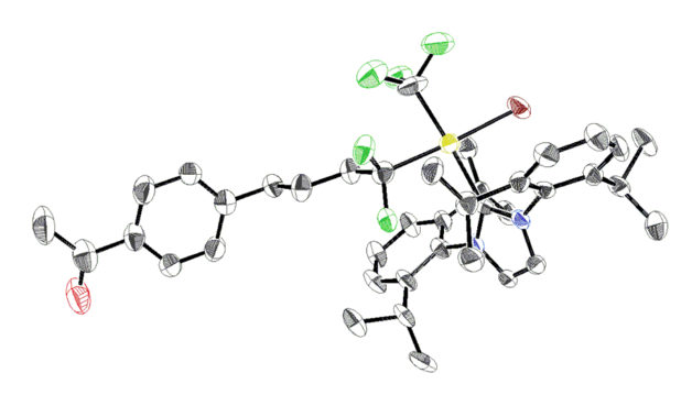 Image - Molecular structure of a gold-based precursor used for PET tracer synthesis, determined by X-ray crystallography. Credit: Mark Levin/UC Berkeley, Berkeley Lab)