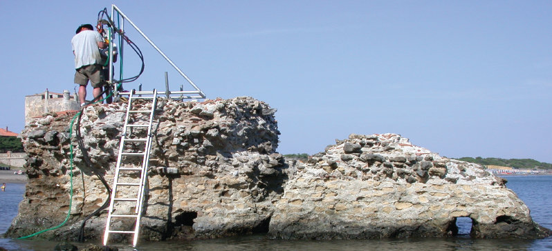 Photo - Samples from this Ancient Roman pier, Portus Cosanus in Orbetello, Italy, were studied with X-rays at Berkeley Lab. (Credit: J.P. Oleson)