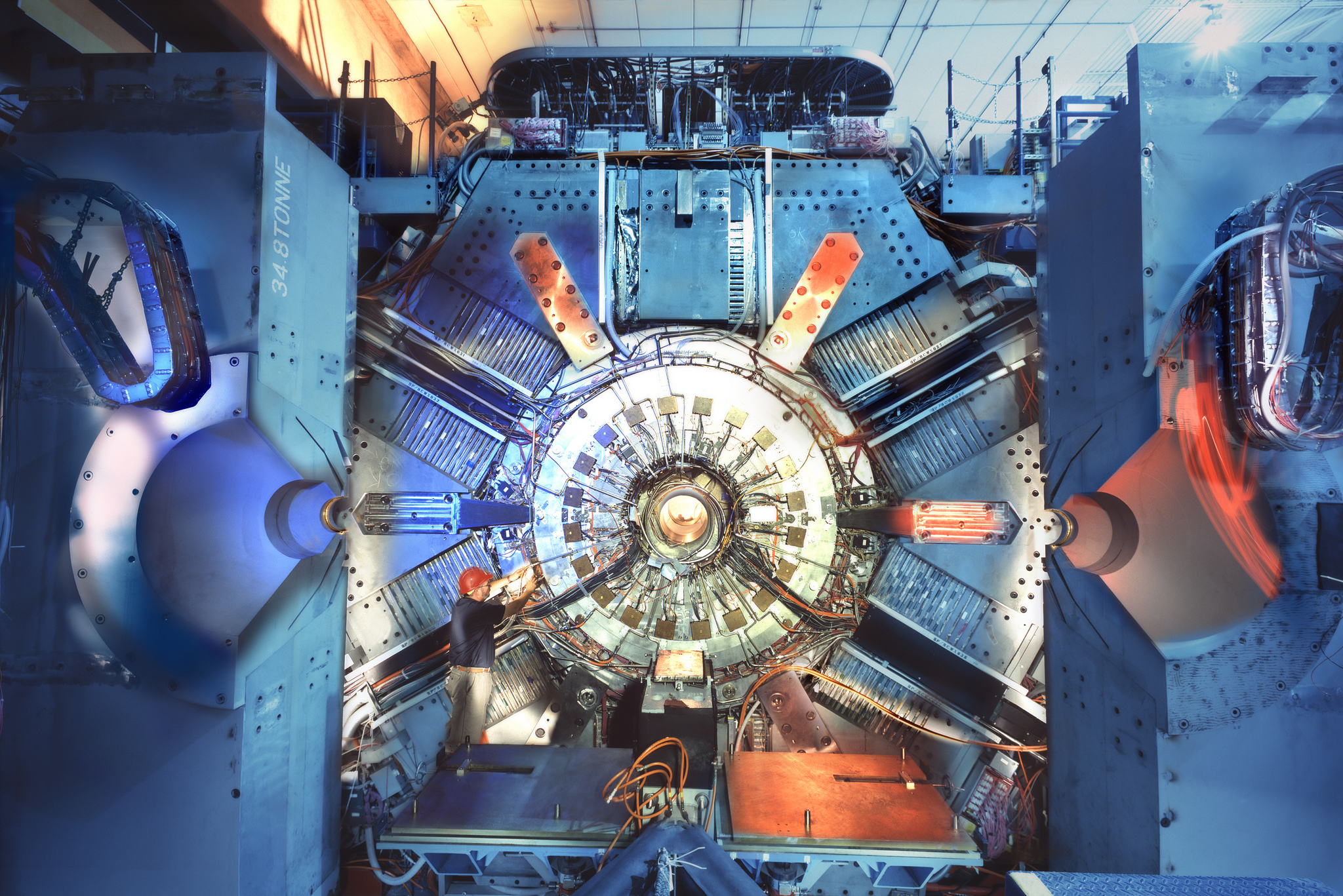 Photo - Data gathered from particle collider experiments using the BaBar detector at SLAC National Accelerator Laboratory, pictured here, were analyzed to search for traces of theorized dark matter particles known as dark photons. (Credit: SLAC National Accelerator Laboratory)
