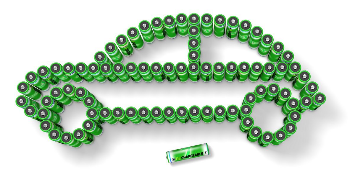 Image - Clip art showing rechargeable batteries in the shape of a car.