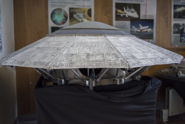 Photo - A small model of NASA's ADEPT heat shield, on display at NASA Ames Research Center. (Credit: Marilyn Chung/Berkeley Lab)