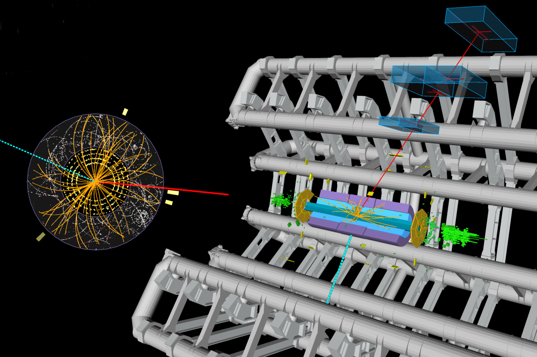 Image - ATLAS Experiment event display: a W boson decays into one muon and one neutrino (Credit: ATLAS Collaboration)
