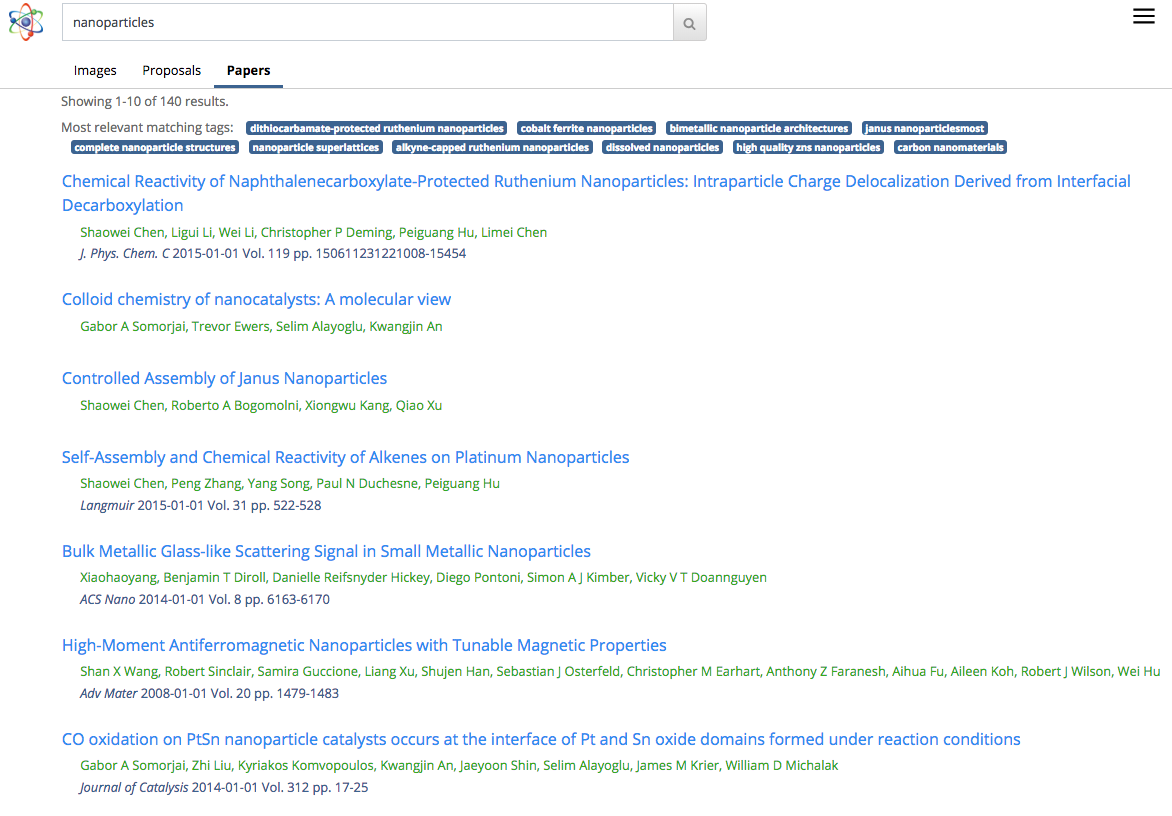 Image - In addition to images, Science Search can also be used to look for proposals and papers. This is a screenshot of the paper search results. (Credit: Gonzalo Rodrigo/Berkeley Lab)