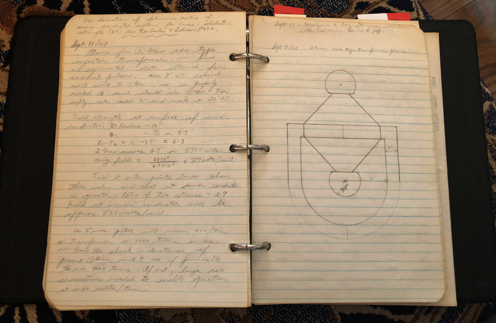 Pages from one of Bill Baker's notebooks. (Credit: Berkeley Lab)