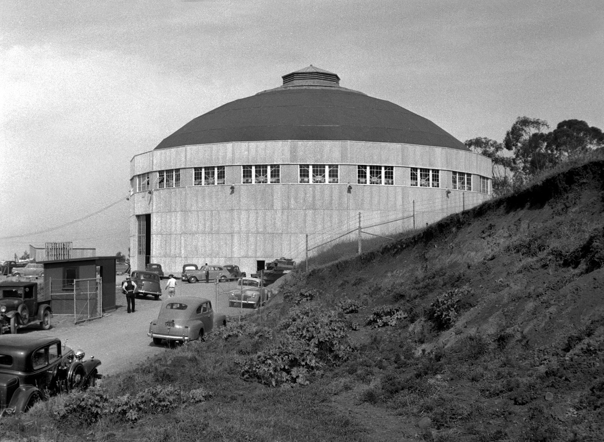 Photo - This 1940s photograph shows the original building that housed a 184-inch cyclotron. The building now contains the ALS. (Credit: Berkeley Lab)