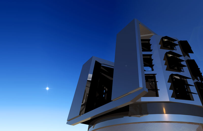 A rendering of the Large Synoptic Survey Telescope's dome. (Credit: LSST Collaboration)