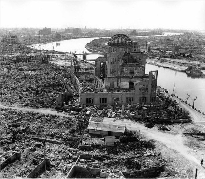 Photo - TThis 1945 photo shows the destruction of the A-bomb blast in Hiroshima, including damage to the domed structure known as the Atomic Bomb Dome, Genbaku Dome, and Hiroshima Peace Memorial.