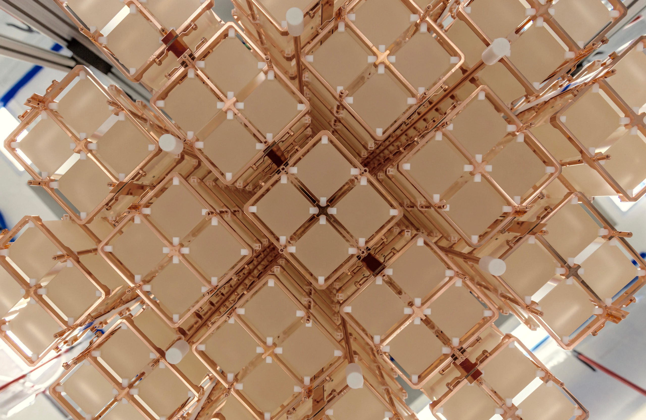 Photo - The CUORE detector array during the experiment's assembly. (Credit: Yura Suvorov)