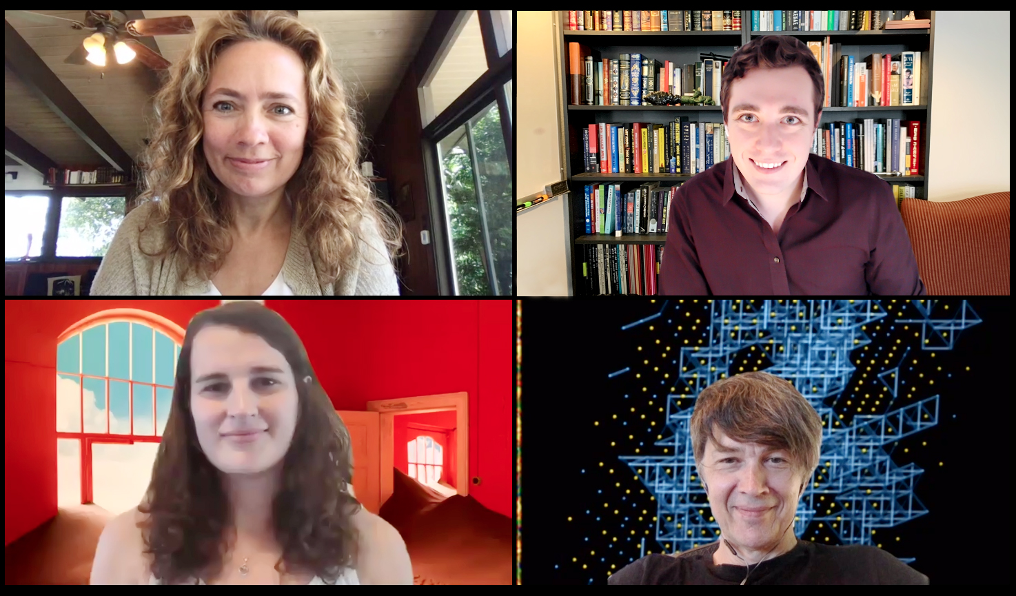 Berkeley Lab researchers Kristin Persson, John Dagdelen, Gerbrand Ceder, and Amalie Trewartha on a Zoom call