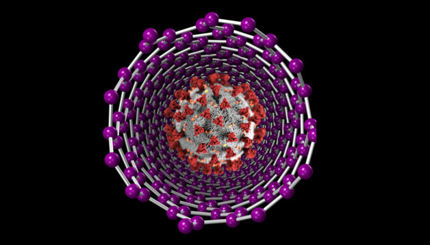 Illustration of a carbon nanotube COVID-19 detector. (Credit: Zettl Research Group/Berkeley Lab)