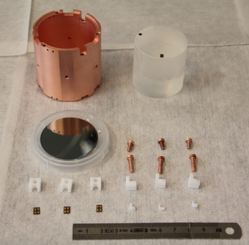 Photo - Components of a single crystal module for CUPID-Mo. (Credit: CUPID-Mo collaboration)