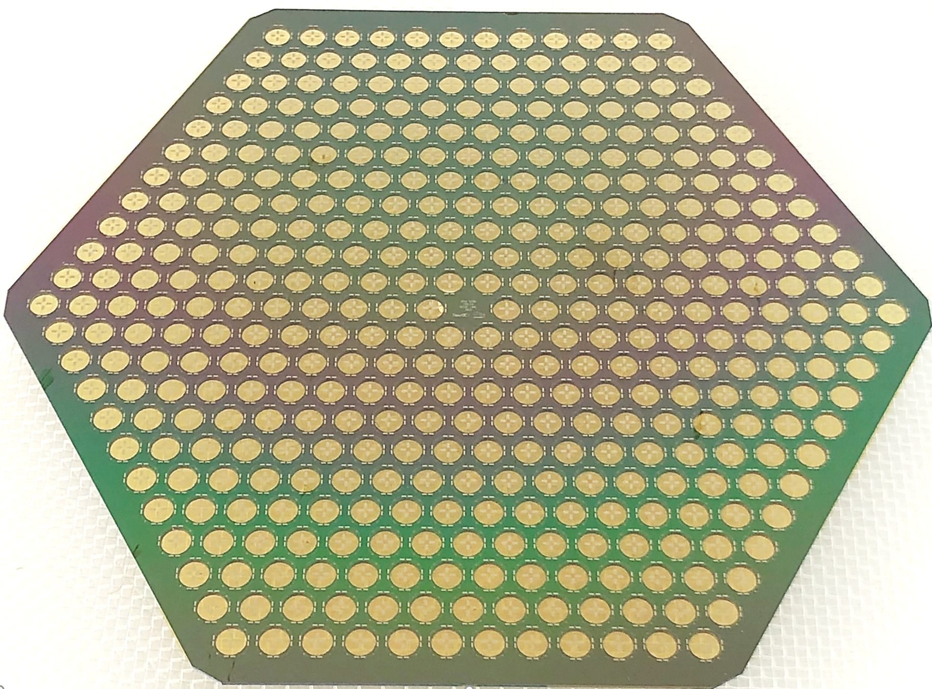 Image - A prototype wafer, measuring about 5 inches across, with over 1,000 detectors. (Photo courtesy of Aritoki Suzuki/Berkeley Lab)