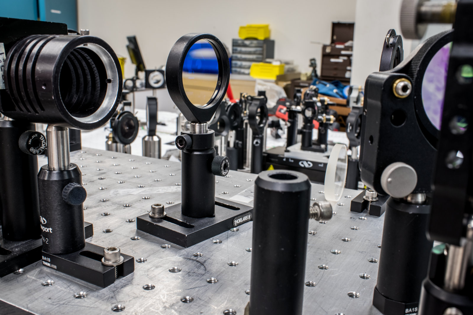 Photo - Optical equipment is set up for a laser experiment at Berkeley Lab’s BELLA Center. (Credit: Paul Mueller/Berkeley Lab)