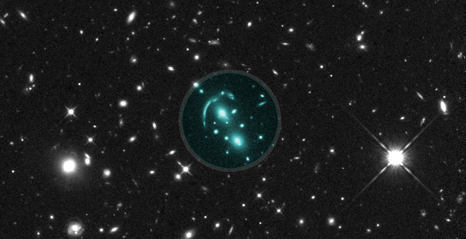 Image - This Hubble Space Telescope image shows a gravitational lens that was first identified as a lens candidate with the assistance of a neural network that processed ground-based space images. The lens is artificially colorized and circled in this image. (Credit: Hubble Space Telescope)