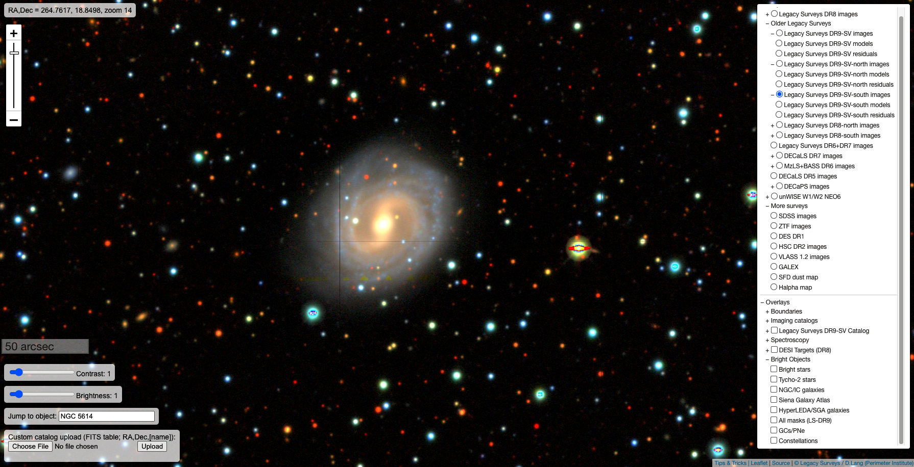 Screenshot - A spiral galaxy, viewed with the Sky Viewer tool. (Credit: DESI Legacy Imaging Surveys)
