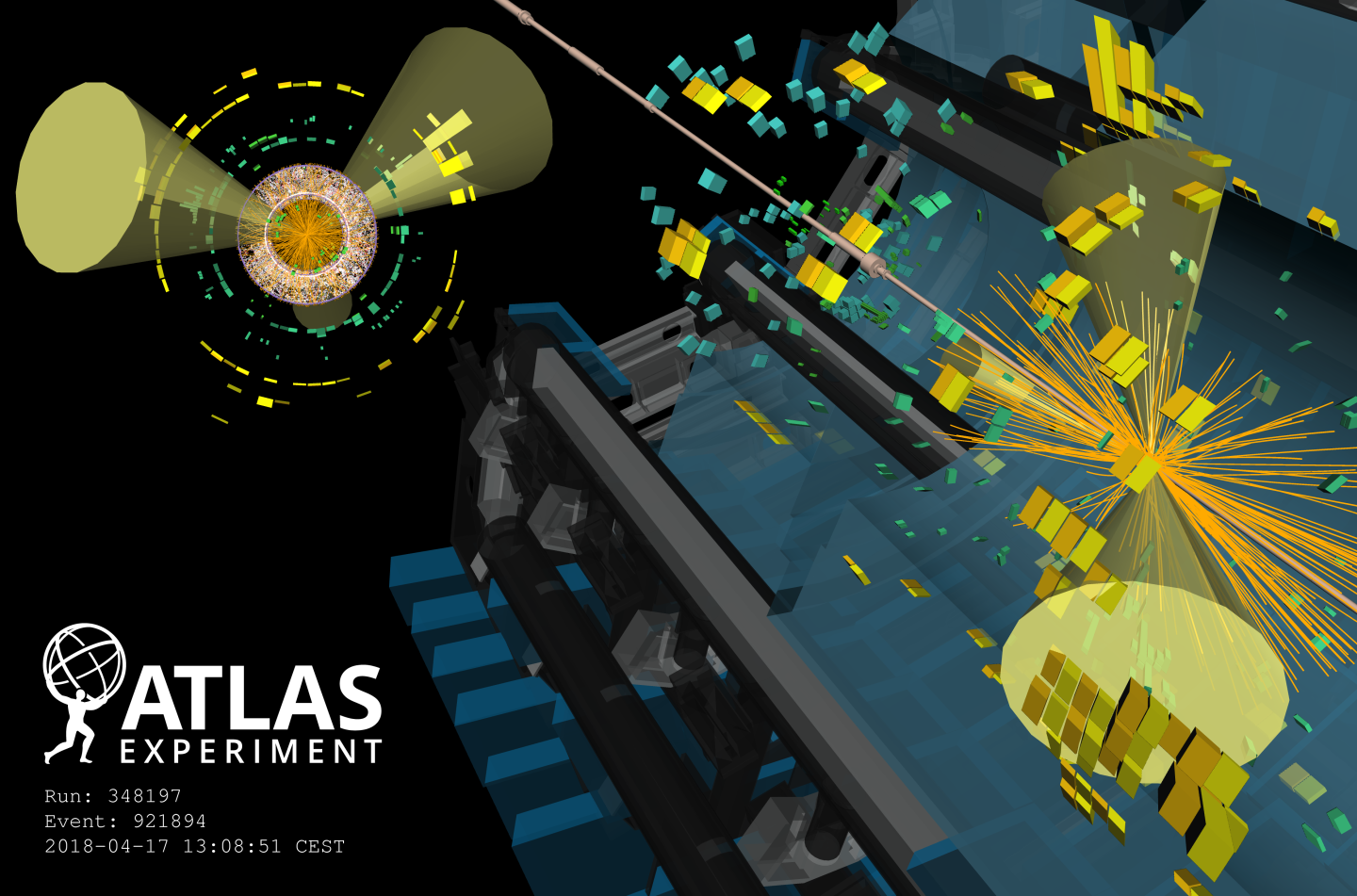 Image - An ATLAS particle collision event display from 2018. (Credit: ATLAS collaboration)