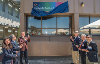 Image - The inauguration of the Institute for Resilient Communities in April 2015. This event was attended by Mayor Shinagawa of Koriyama City in Fukushima and Mayor Bates of Berkeley. Also pictured are Berkeley Lab’s Horst Simon, Rebecca Abergel, the late Joonhong Ahn, and Kai Vetter. (Photo courtesy of Kai Vetter)
