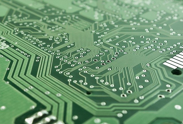Green stock image of logic and memory chip