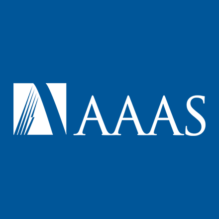 White text and logo on a blue background that says AAAS