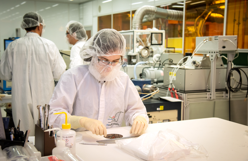 Scientist working in a cleanroom