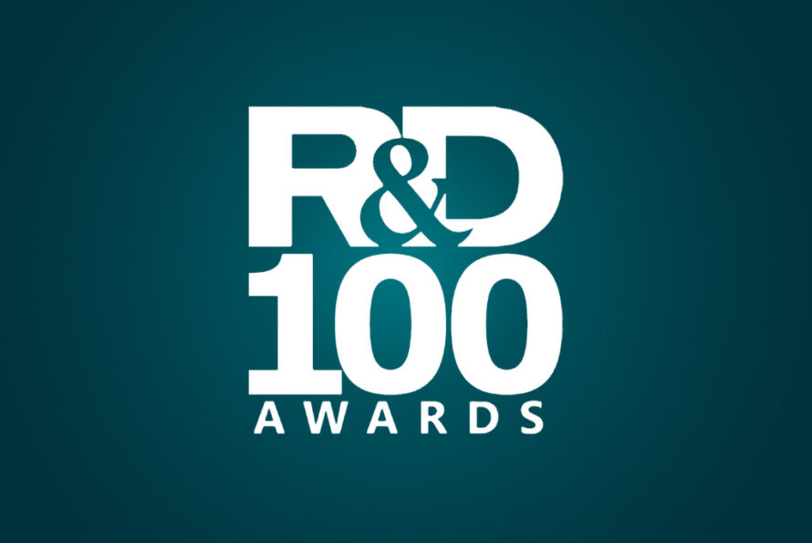White R&D 100 Awards logo on a dark green background.