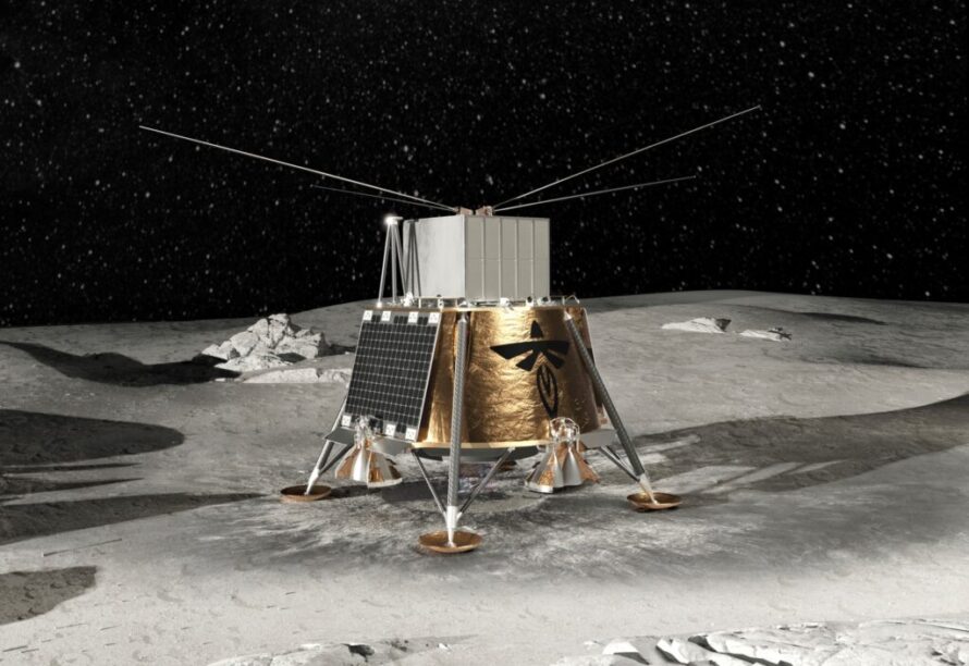 This artist’s rendering shows LuSEE-Night atop the Blue Ghost spacecraft scheduled to deliver the experiment to the far side of the moon.