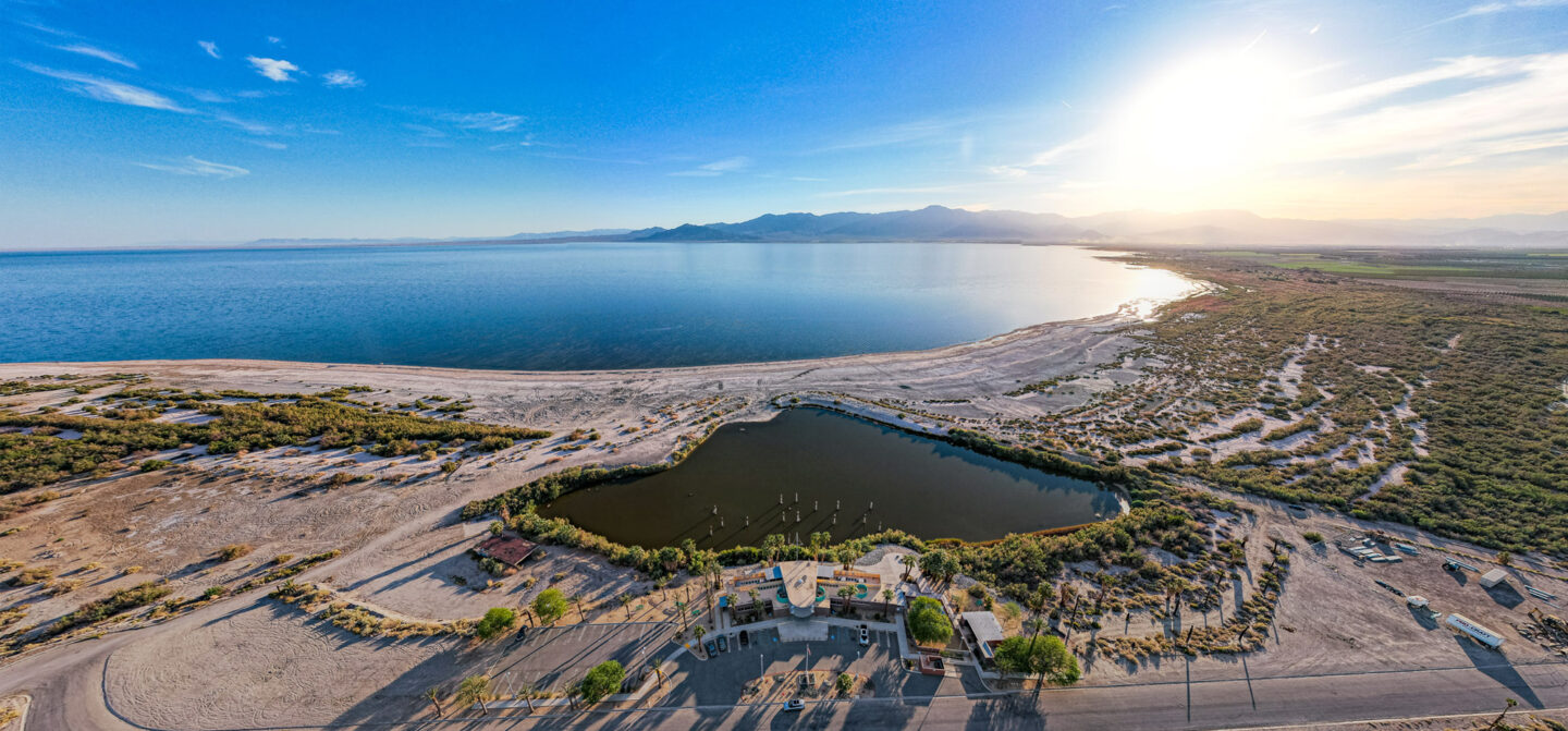 Aerial view of the Salton Sea.
