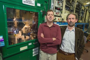Nathaniel Echols (left) and Paul Adams at Berkeley Lab’s Advanced Light Source, a premier synchrotron X-ray source for protein crystallography. (Photo by Roy Kaltschmidt)