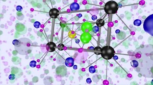 Researchers at Berkeley Lab’s Molecular Foundry created upconverting nanoparticles (UCNPs) from nanocrystals of sodium yttrium fluoride (NaYF4) doped with ytterbium and erbium that can be safely used to image single proteins in a cell without disrupting the protein’s activity. (Image by Andrew Mueller)